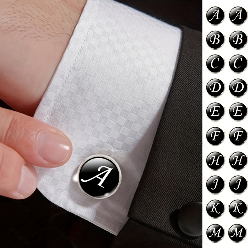  Initial Letter Cufflinks for Men with Gift Box - Personalized  Alphabet Embossed A-Z: Clothing, Shoes & Jewelry