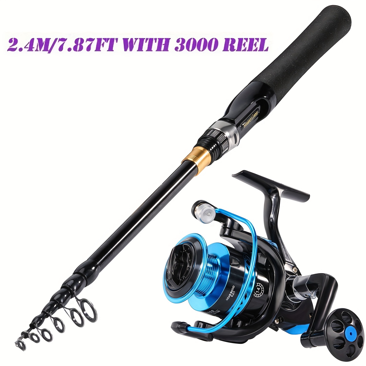 Sougayilang Fishing Rod And Reel Combos, Telescopic Fishing Rod With 5.5:1  Gear Ratio Spinning Reel Set For Sea Saltwater Freshwater