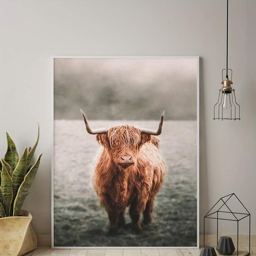 1pc Yak Print Unframed Painting, Modern Animal Print Wall Art Painting For  Home Wall Decor