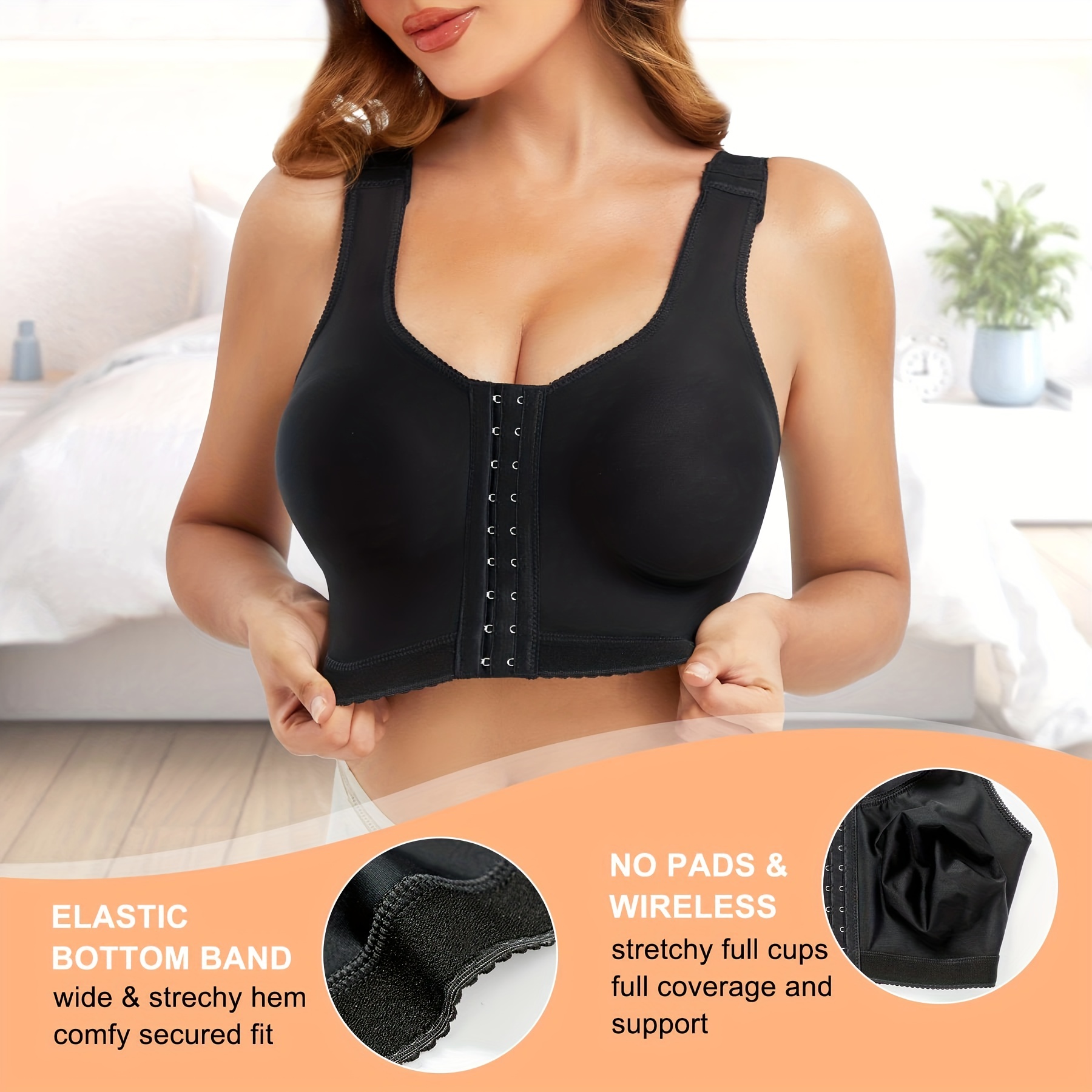 Women's Comfy Posture Correction Bra Wireless Front Buckle Close