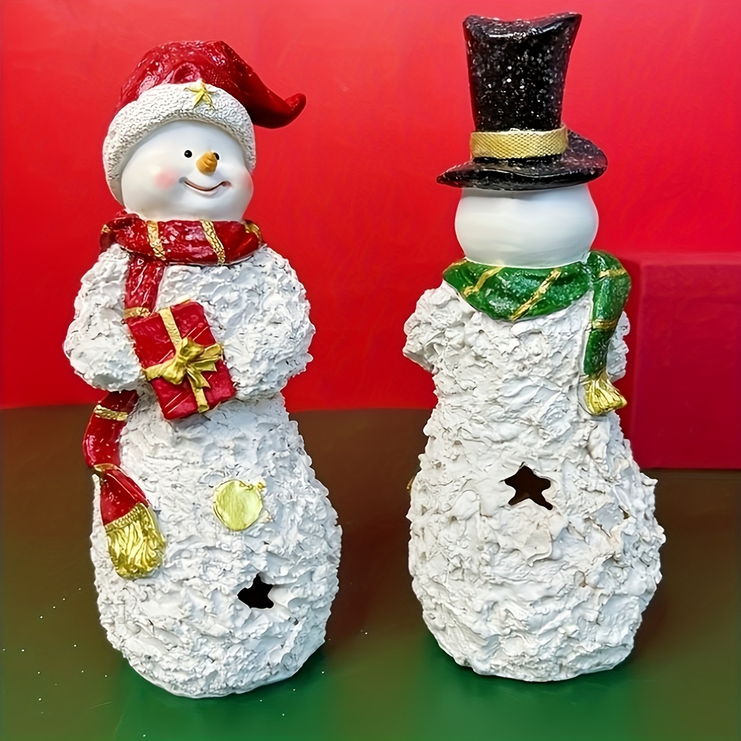 Mini Luminous Resin Christmas Snowman Ornament Glow In The - Temu