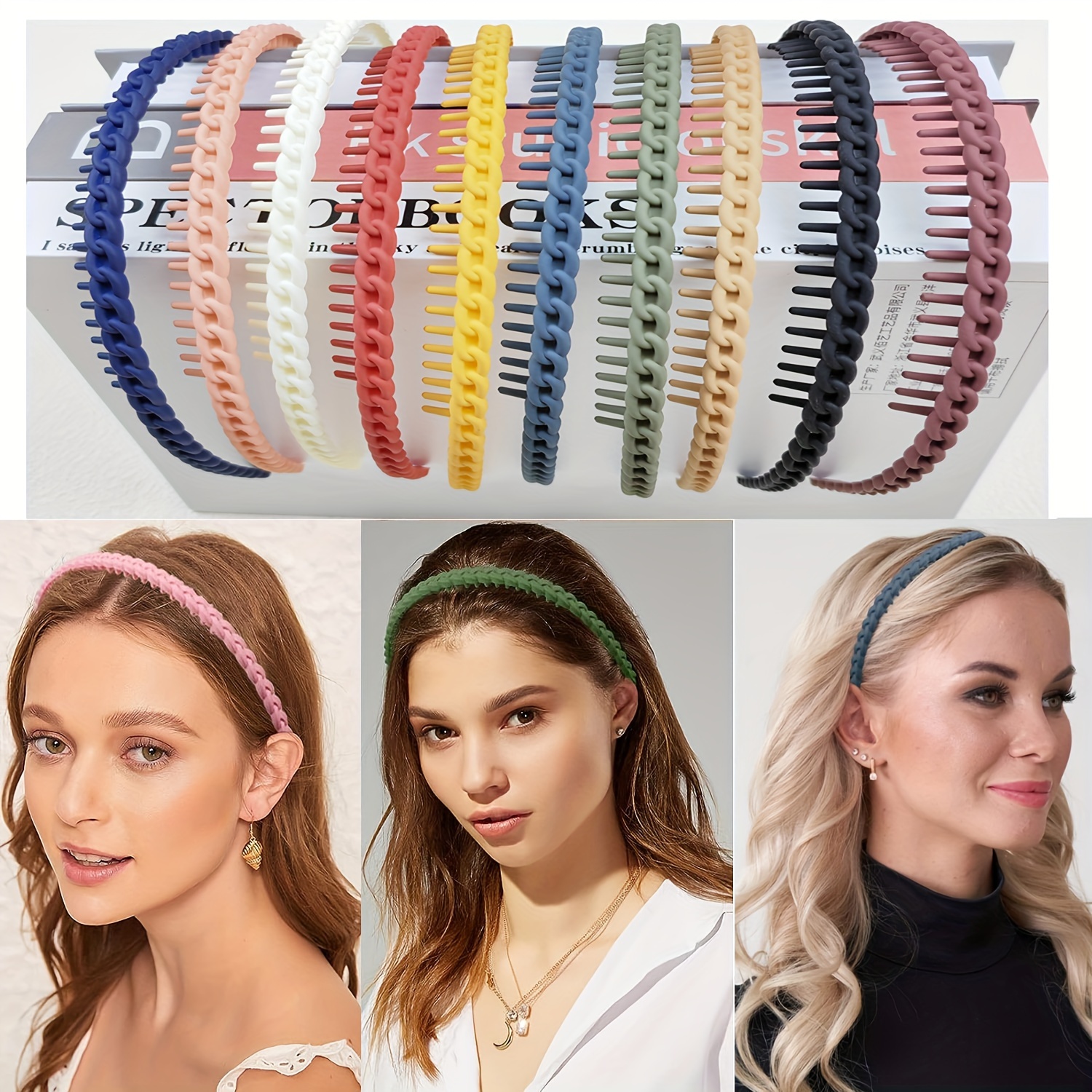  FOMIYES 24 Pcs spring comb plastic hair bands hair accessories hair  gems for women headband for curly hair combs for women hair toppers for  women 90s headband stretch headbands for