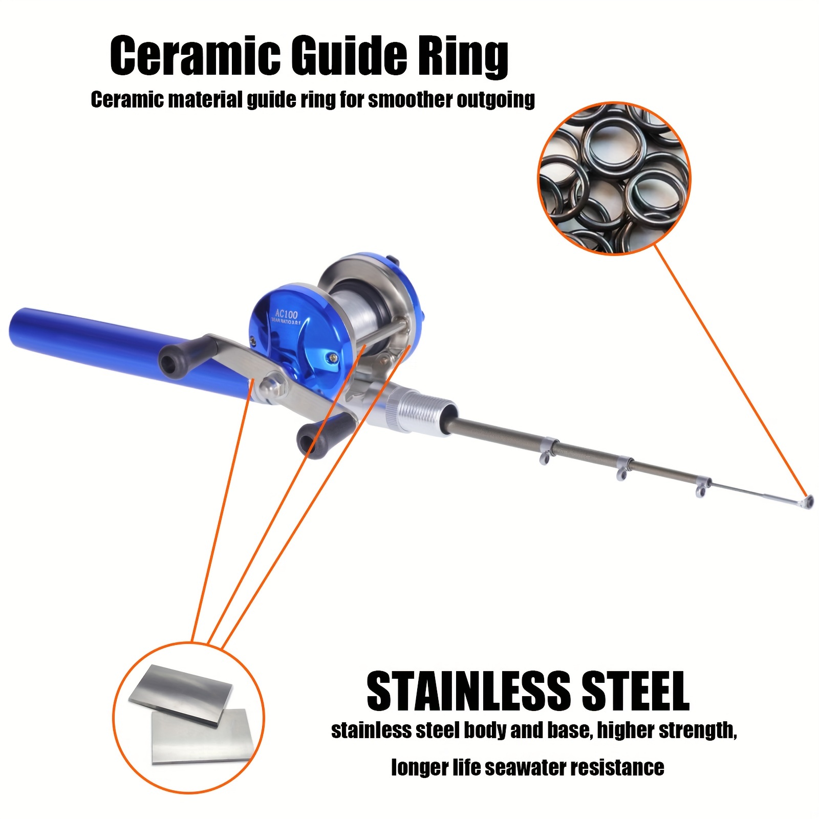 Telescopic Fishing Rod Trolling Reel Combo Set Stainless - Temu United  Kingdom
