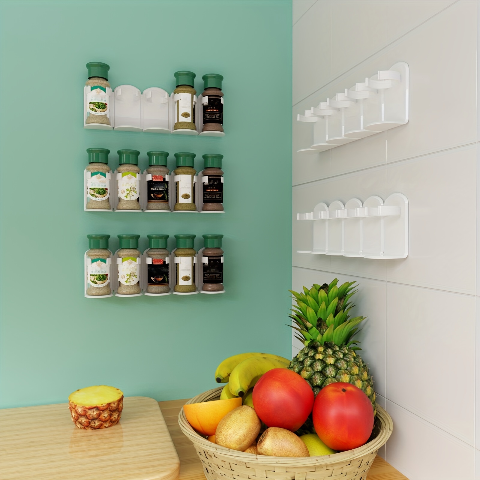 Wall Mounted Spice Organizer - Adhesive Seasoning Storage Box For Kitchen -  Easy Access To Seasonings And Spices - Temu