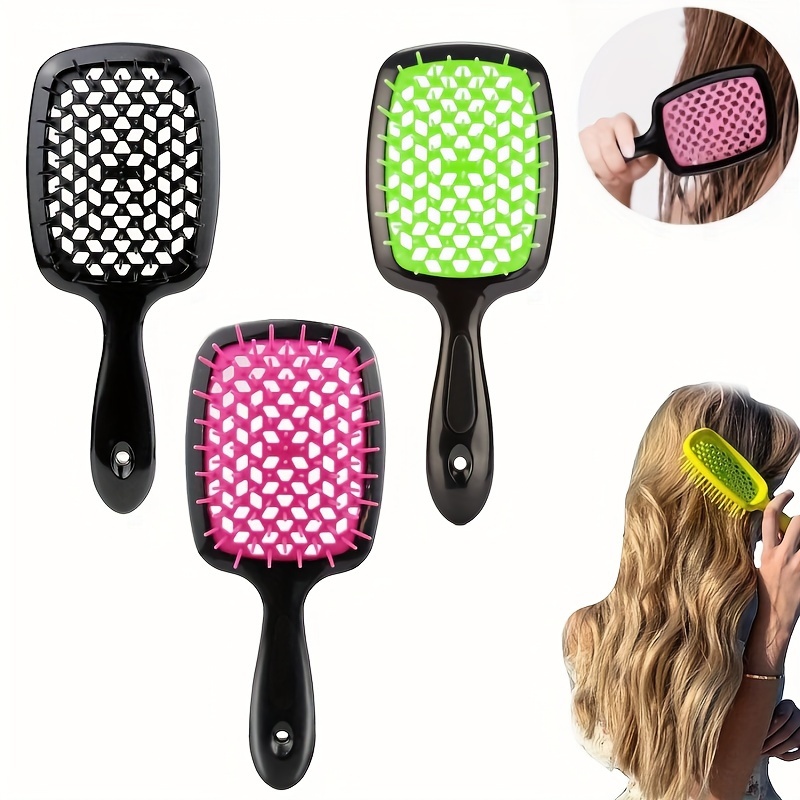 

1pc Hollow Out Hairdressing Comb Anti-static Detangling Hair Brush Scalp Massage Hair Brush For All Hair Types