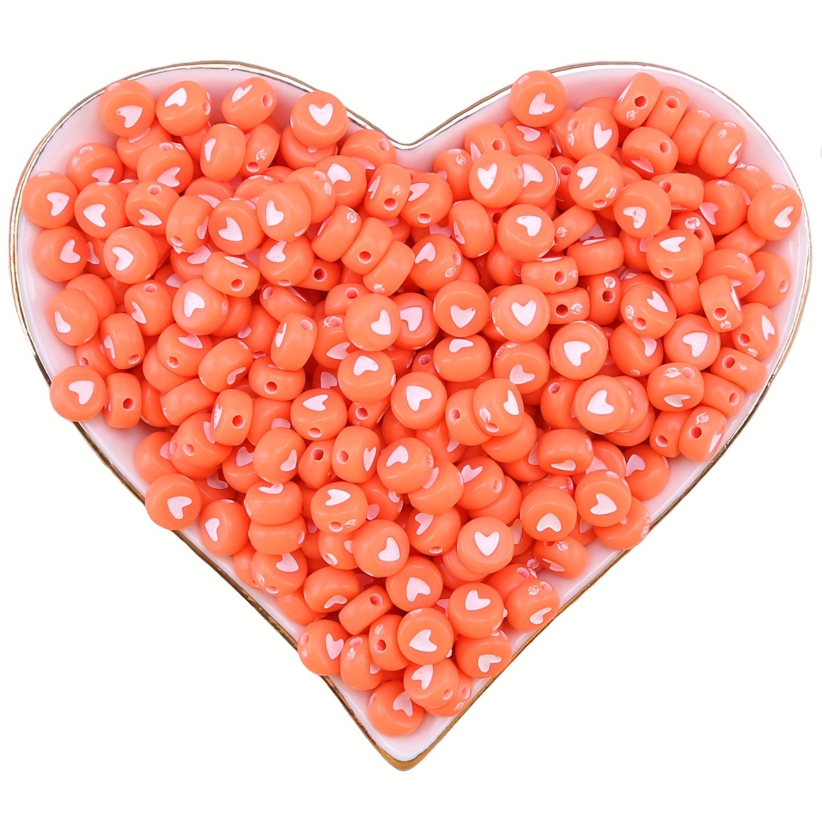 About Mixed Color Love Heart Pattern Acrylic Round Beads For - Temu