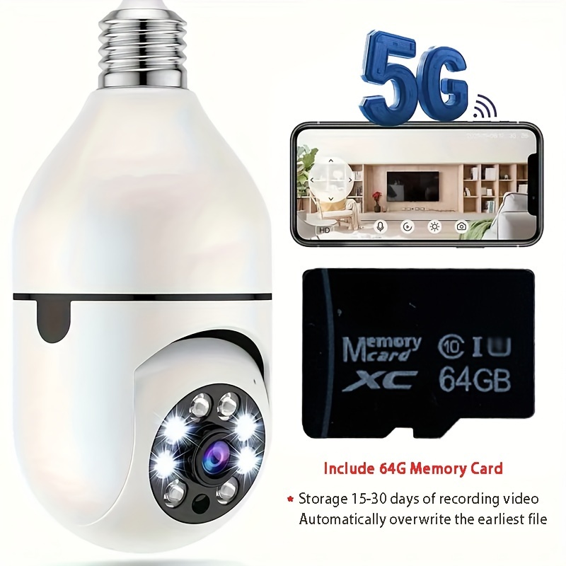 2 WiFi Bombilla Camara De Seguridad 360 Con Audio Microfono Para