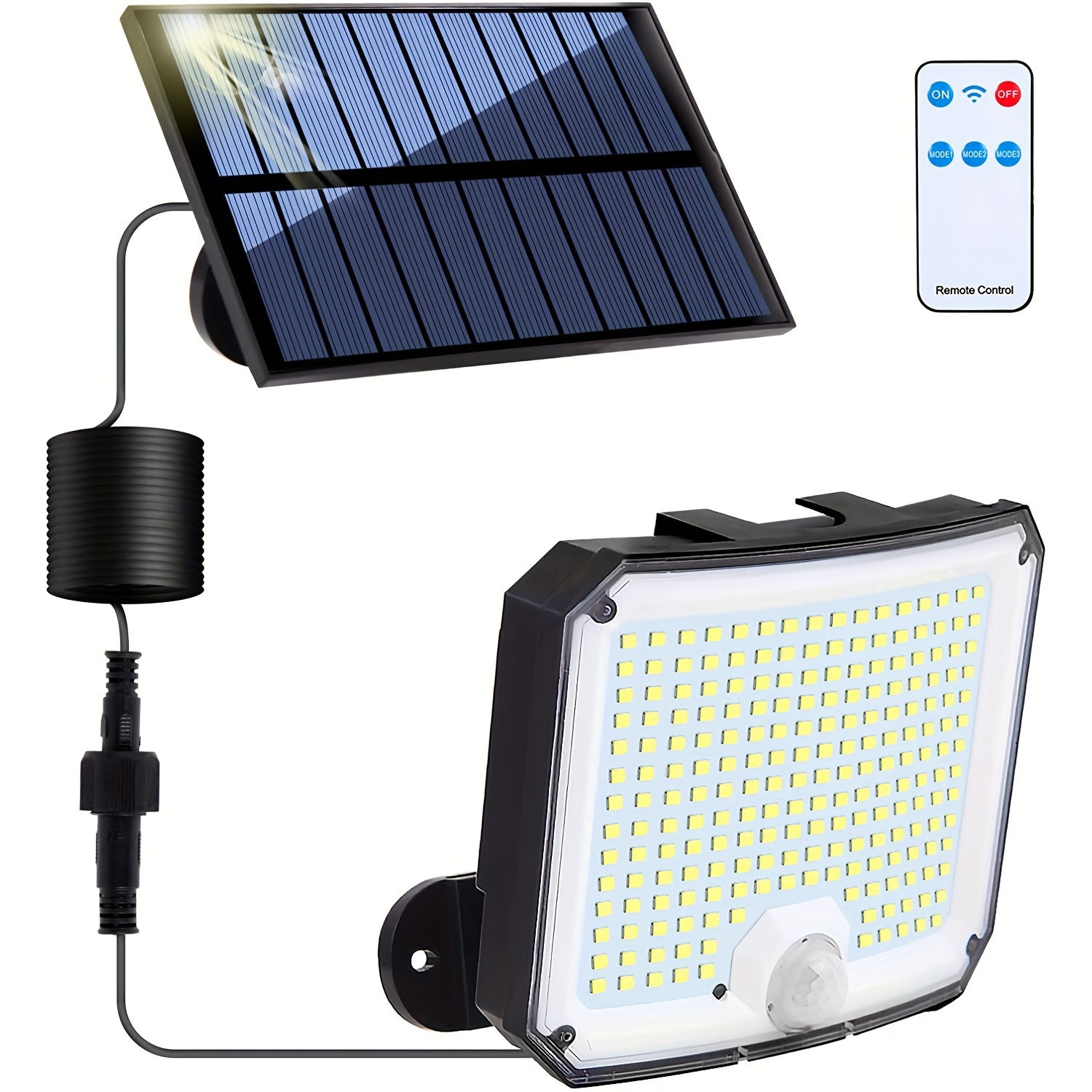 

1pc Solar Outdoor Lights, 208 Leds High Brightness Security Lights With Remote Control, Motion Sensor Waterproof Flood Wall Lights With 3 Modes For Garden Yard Pathway Garage Street Light