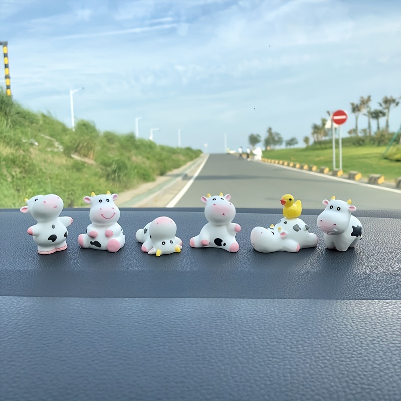 8pcs Mignon Vache Intérieur De Voiture Décoration De Poupée De