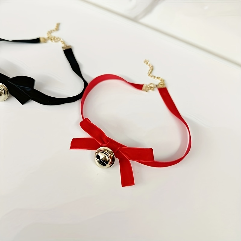 Christmas Sweet Velvet Bow Bell Collar Choker Neck Chain - Temu