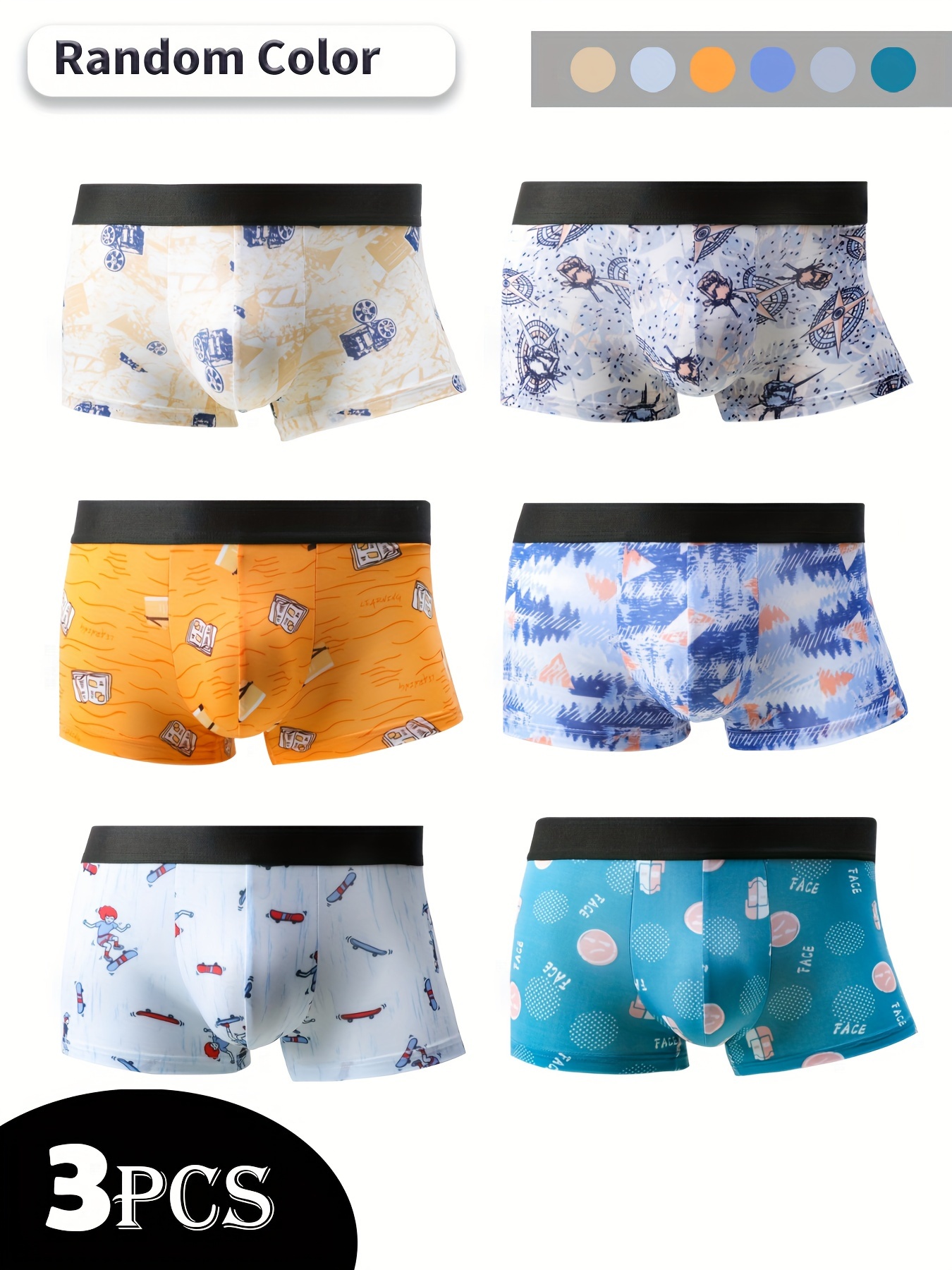 Random Style Men's Underwear Ice Silk Cool Boxer Briefs - Temu