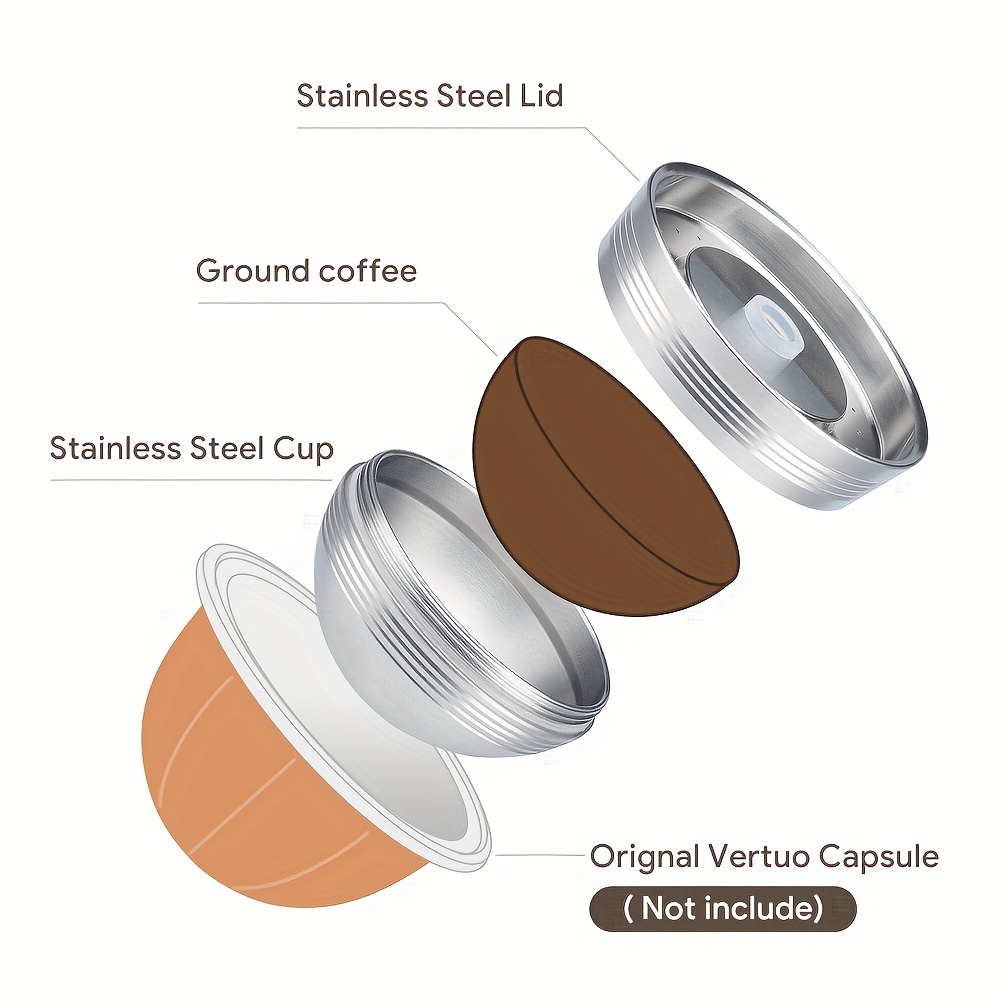 1set, For Nespresso Vertuo Next Reusable Stainless Steel Capsule Vertuoline  Refillable Coffee Filter Compatible With Original Pod Icaf