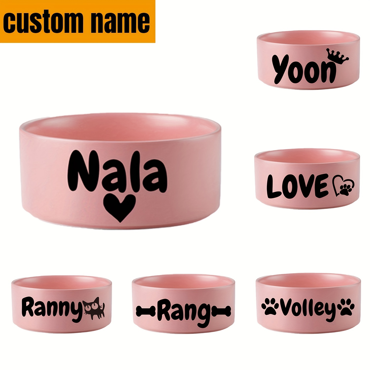 

Personalized Ceramic Pet Bowl - Non-slip Bottom, No Overflow, Custom Name - Ideal For Dogs, Cats, Puppies, And Kittens.