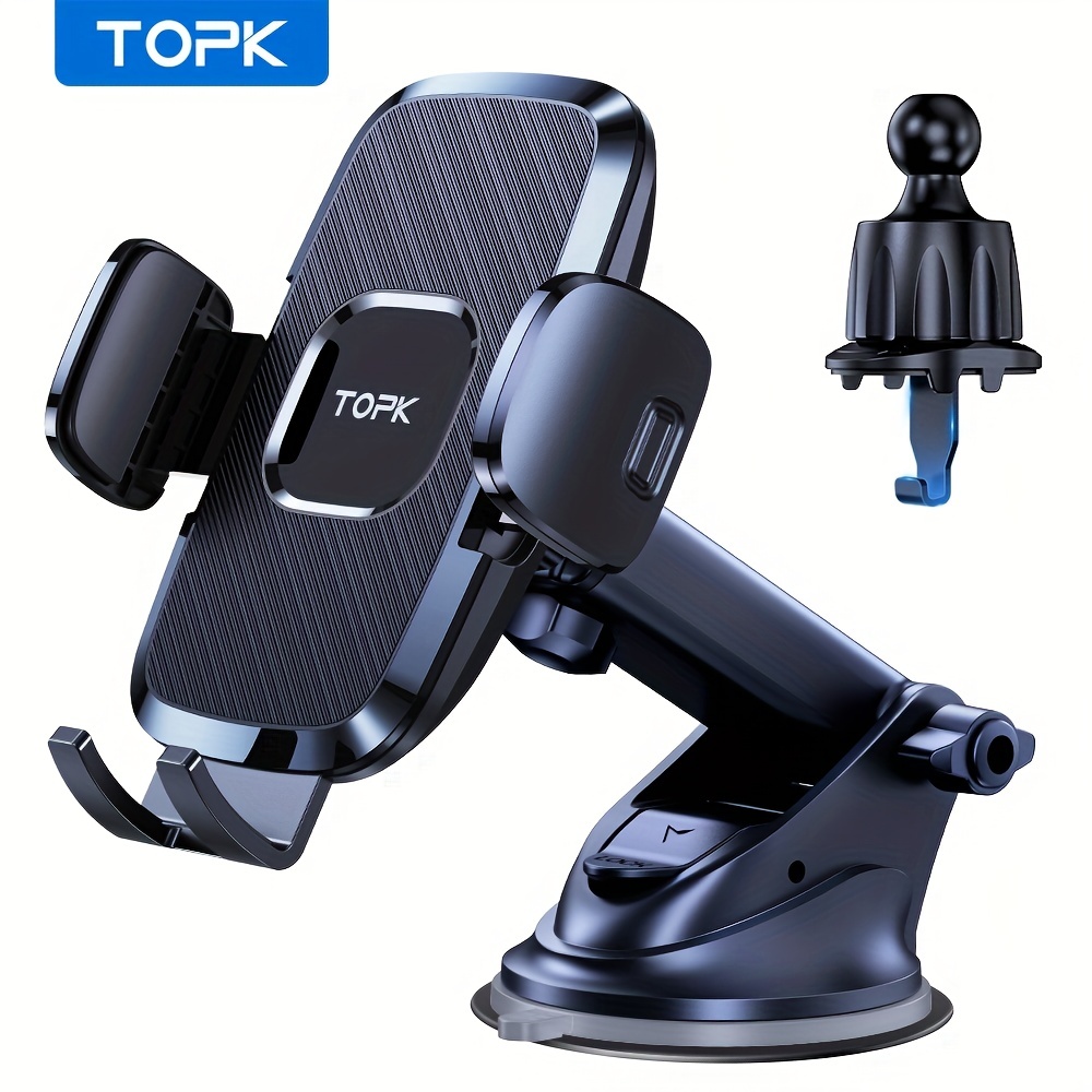 TOPK-Soporte de teléfono para coche, soporte de teléfono móvil para  salpicadero de coche y parabrisas Universal, soporte giratorio de 360 ° -  AliExpress