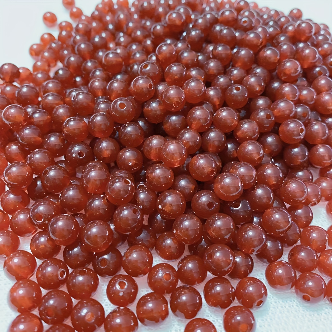 50pcs 8mm Imitation Agate Brown Deep Red Beads For Diy Handmade