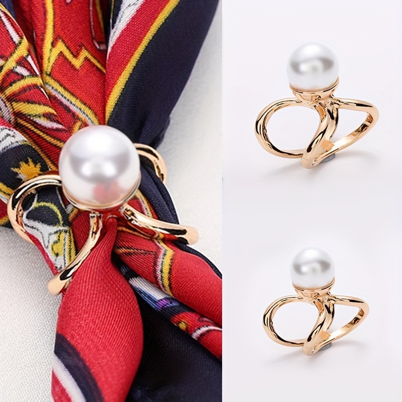 Inlaid White Faux Pearls Scarf Buckle Creative Alloy Brooch Clothings  Decoration - Temu