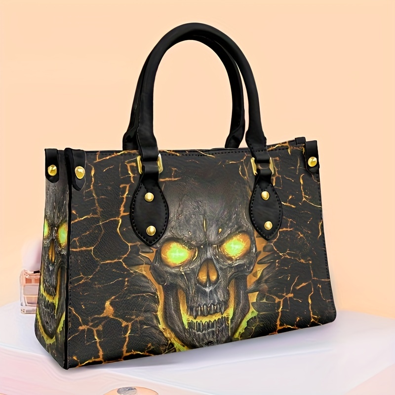 Ghost Skull Print Tote Bag Halloween Pattern Handbag Gothic - Temu