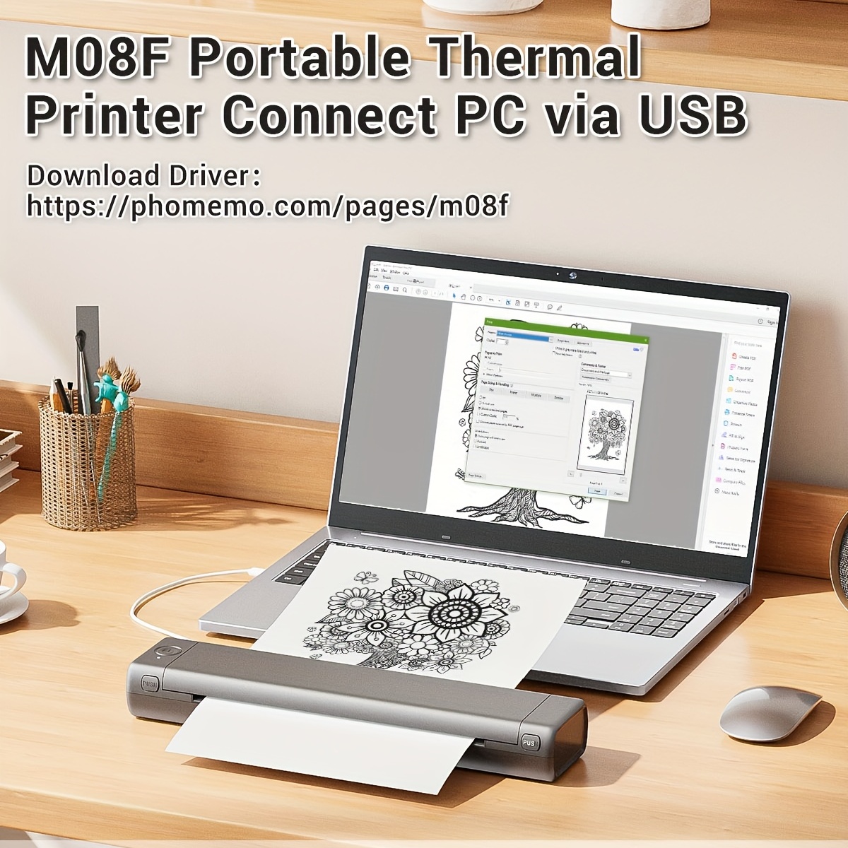 Portable Printers Wireless for Travel Thermal Printer-Phomemo M08F 