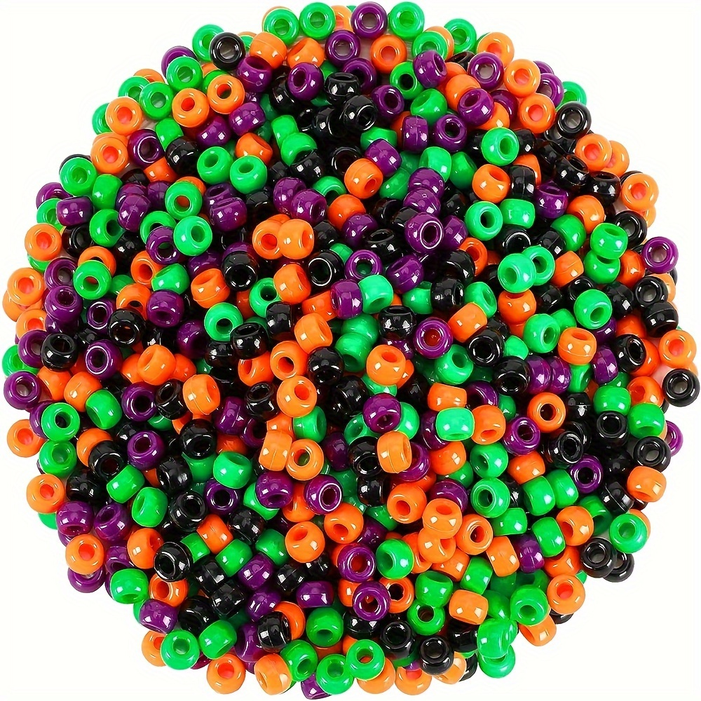 Halloween Pony Beads Black Purple Green Glitter Round - Temu