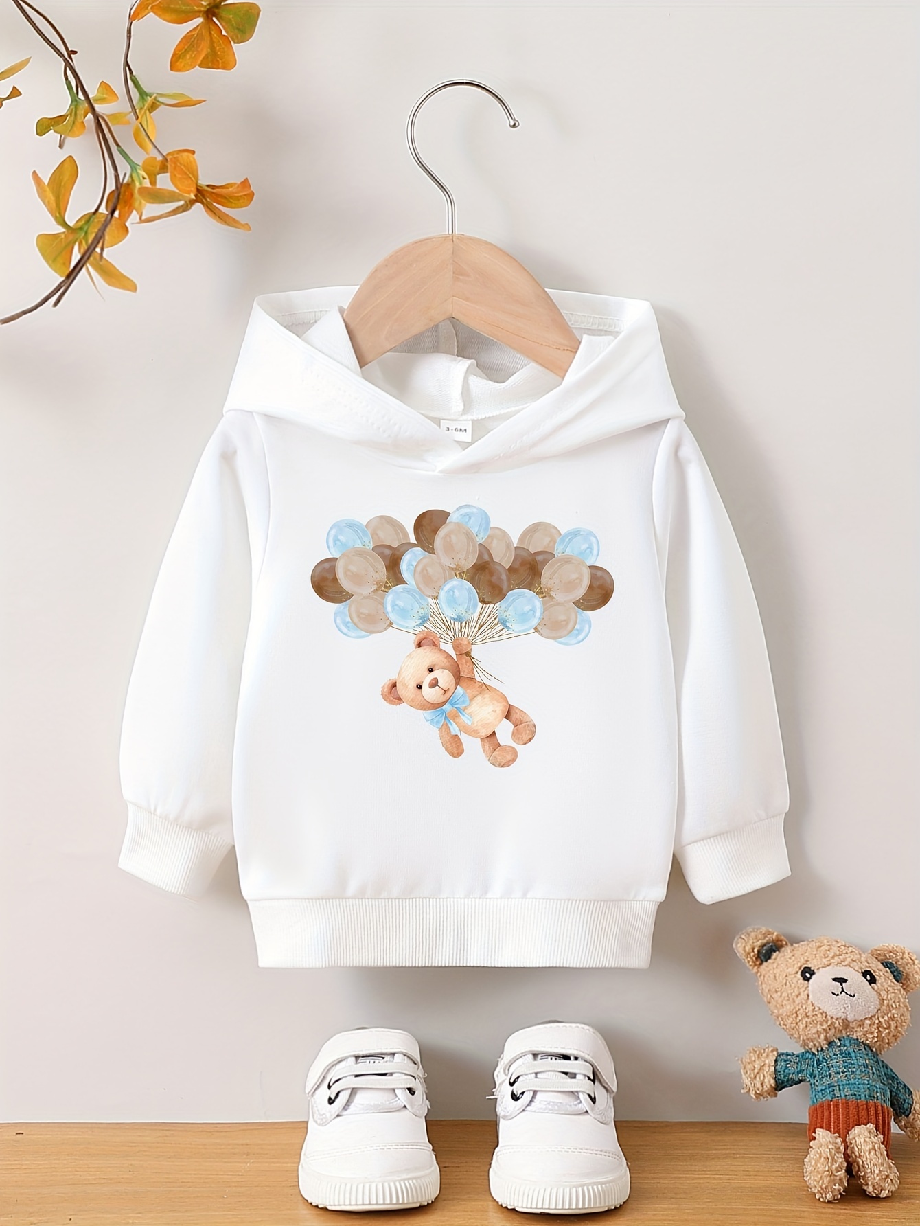 Lolmot Toddler Baby Girls Solid Color Heart Print Plush Cute Bear Ears  Winter Hoodie Thick Coat Jacket 