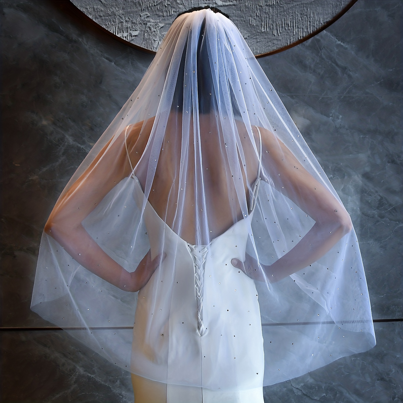 Two Tier Sparkling Rhinestone Edged Mid Veil