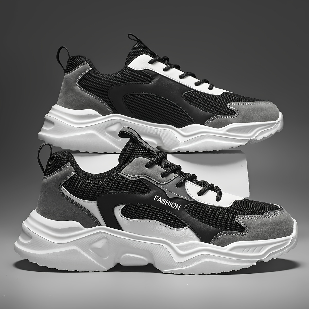 Lightweight Breathable Non Slip Platform Shoes, Lace Up Comfy Sneakers For Street Walking - All Seasons Men's Comfy Shoes