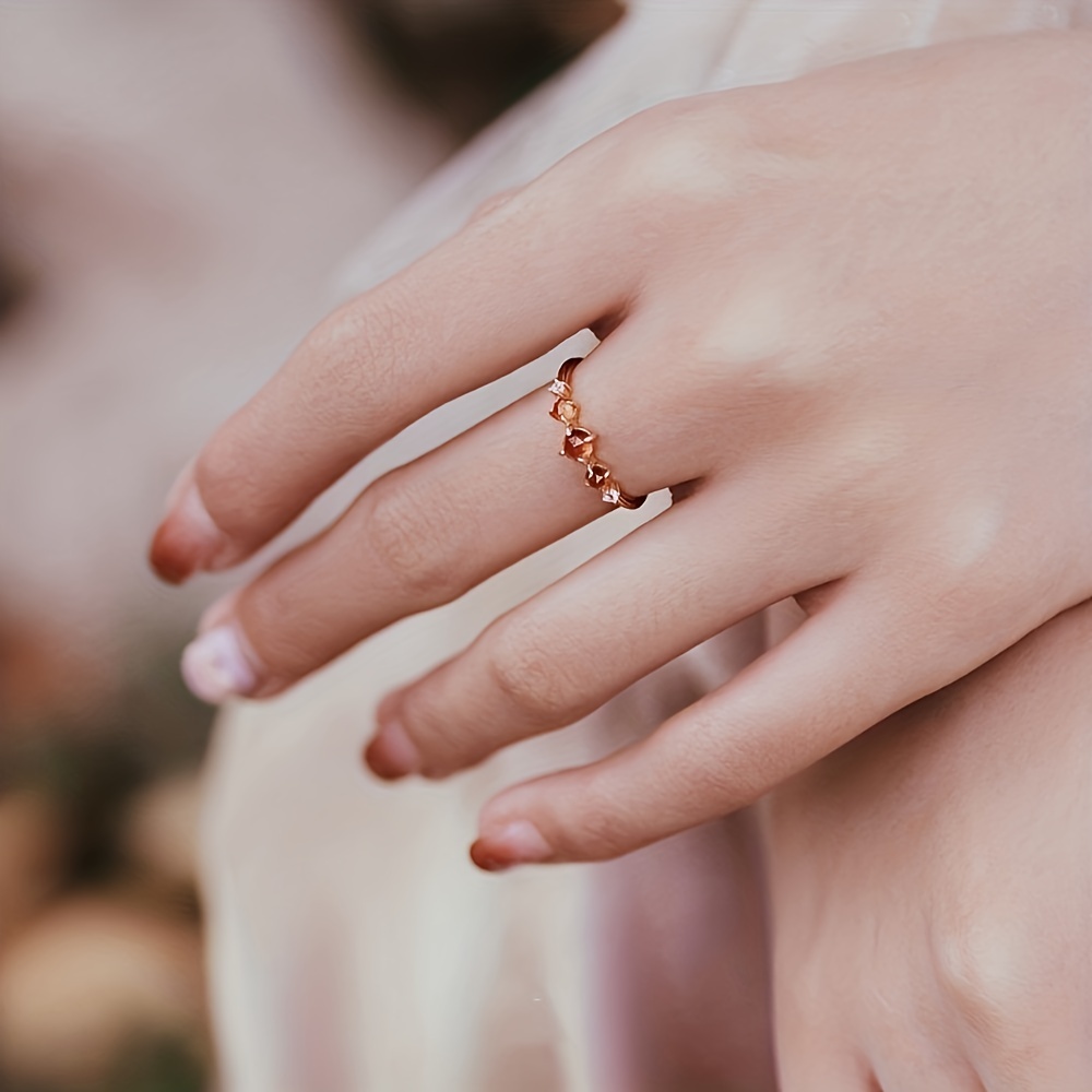 Orange Garnet Ring, Retro Temperament Gemstone Finger Ring
