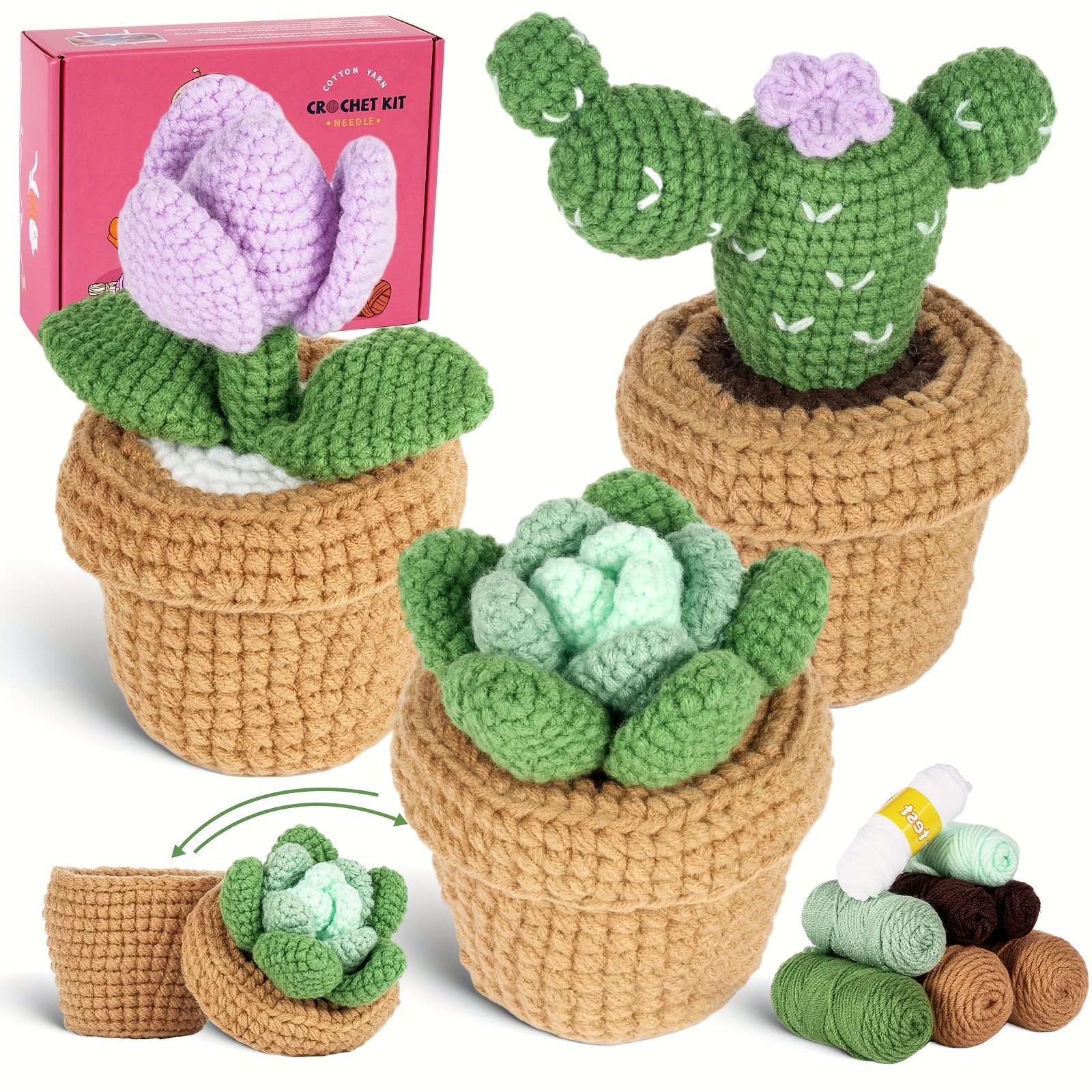 Handmade Diy Crochet Material Pack Braided Potted Ornaments - Temu