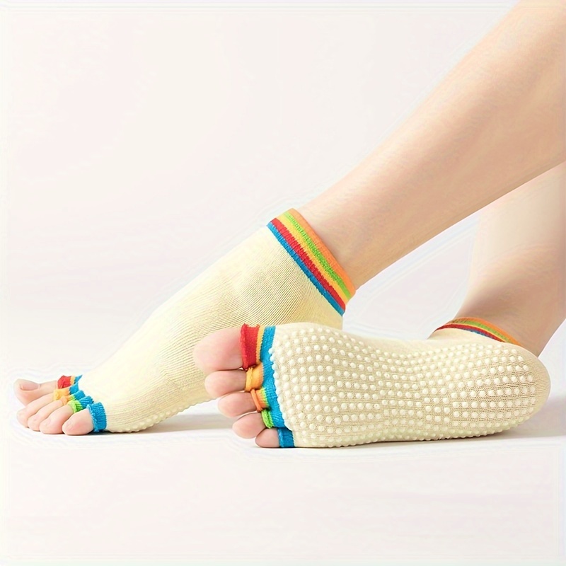 Women Pilates Socks Anti slip Breathable Open Toe Yoga Socks