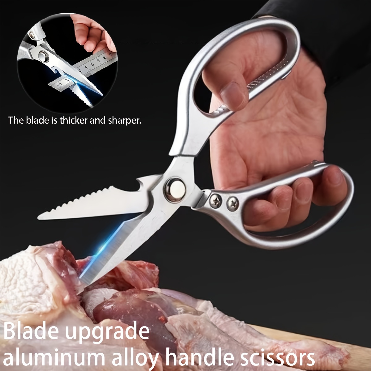 Kitchen Scissors, Stainless Steel Kitchen Shears, Heavy Duty Chicken Bone  Cutting Shears, Meat Scissors - Temu