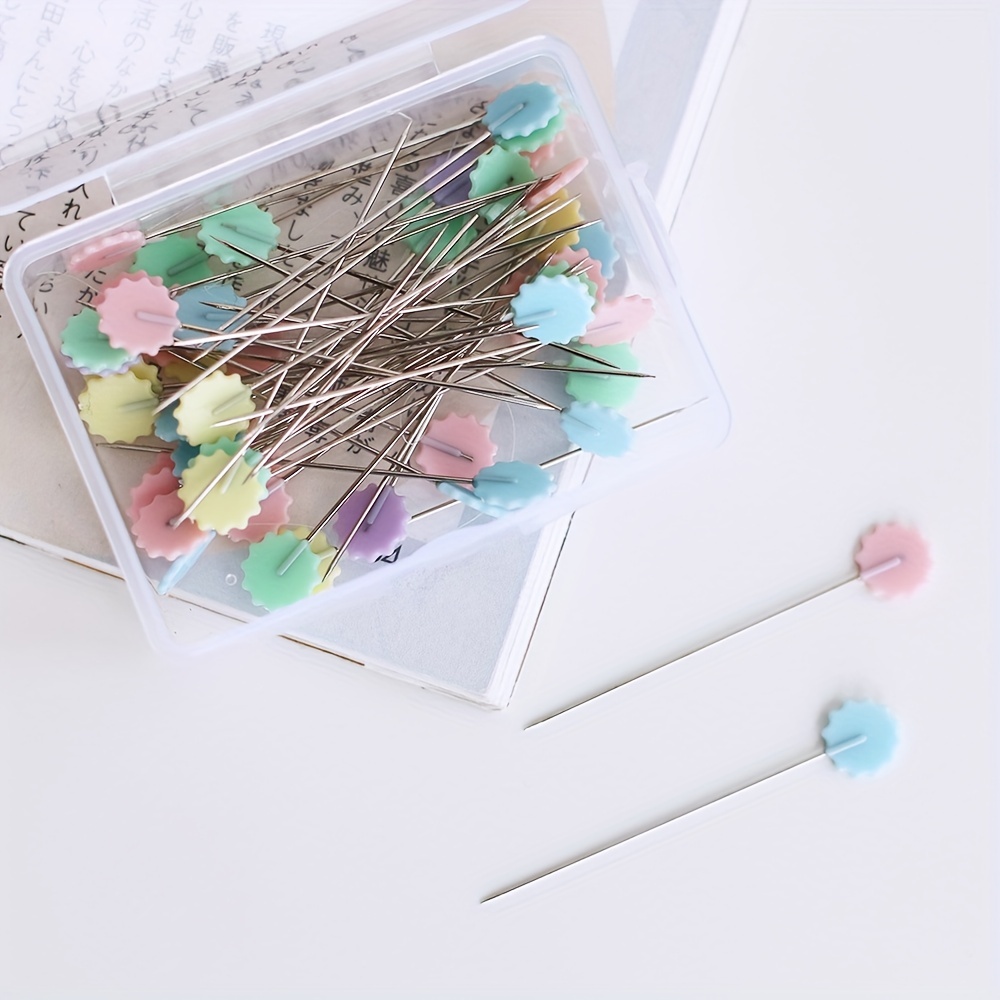 50Pcs/Box Dressmaking Pins Flower Head Pins Embroidery Patchwork Pins for  Sewing DIY Projects Dressmaker Jewelry Decoration