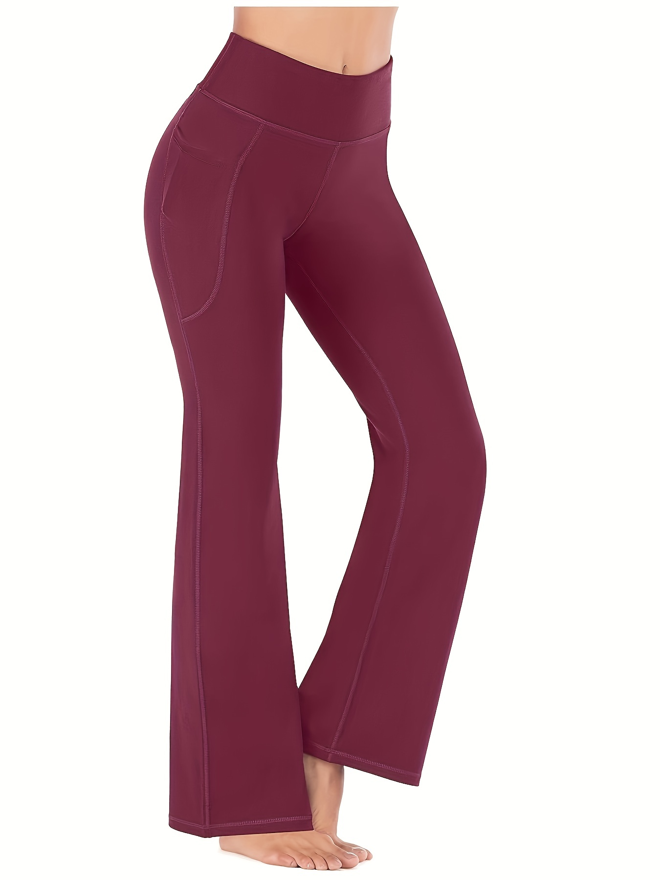 Solid Color Yoga Butt Lifting Flare Pants Running Bootcut - Temu