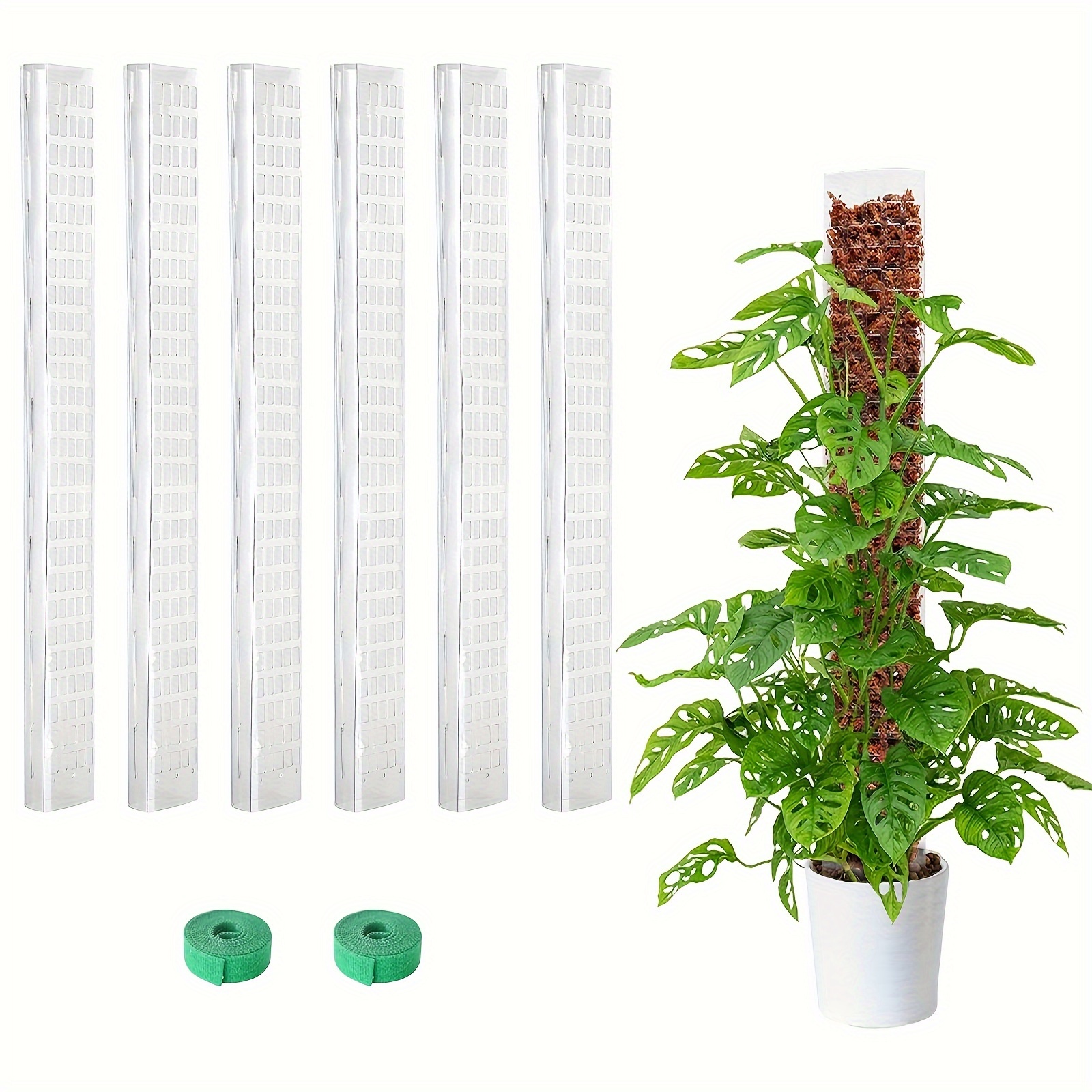 

6 Packs, Plastic Moss Poles For Plants 6x 24 Moss Poles For Climbing Plants Indoor Plant Support With D-shape Design Enhance Growth And Greenery