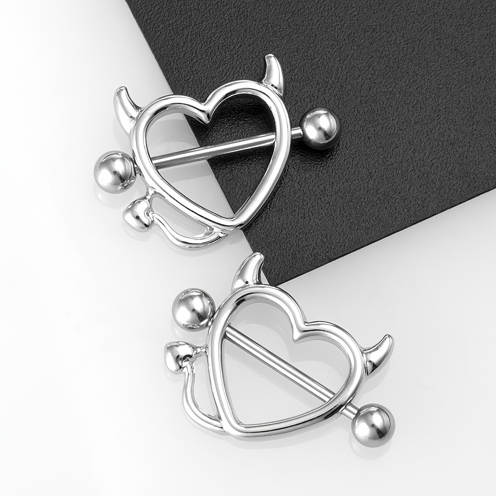 Hollow Out Devil Love Heart Nipple Ring Gothic Punk Style Nipple