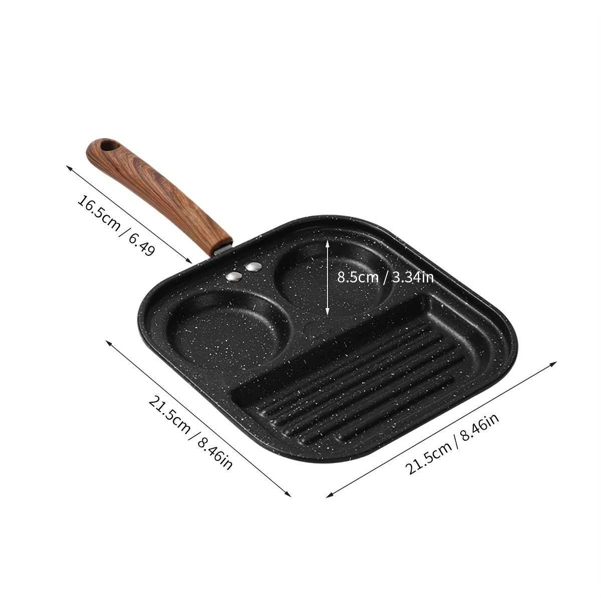 Non-stick Steak Frying Pan Cast Iron Wooden Handle Square Grill Plate  Multi-function Stripe Thick-bottomed Pans Cooking Tools (Color : Striped  frying