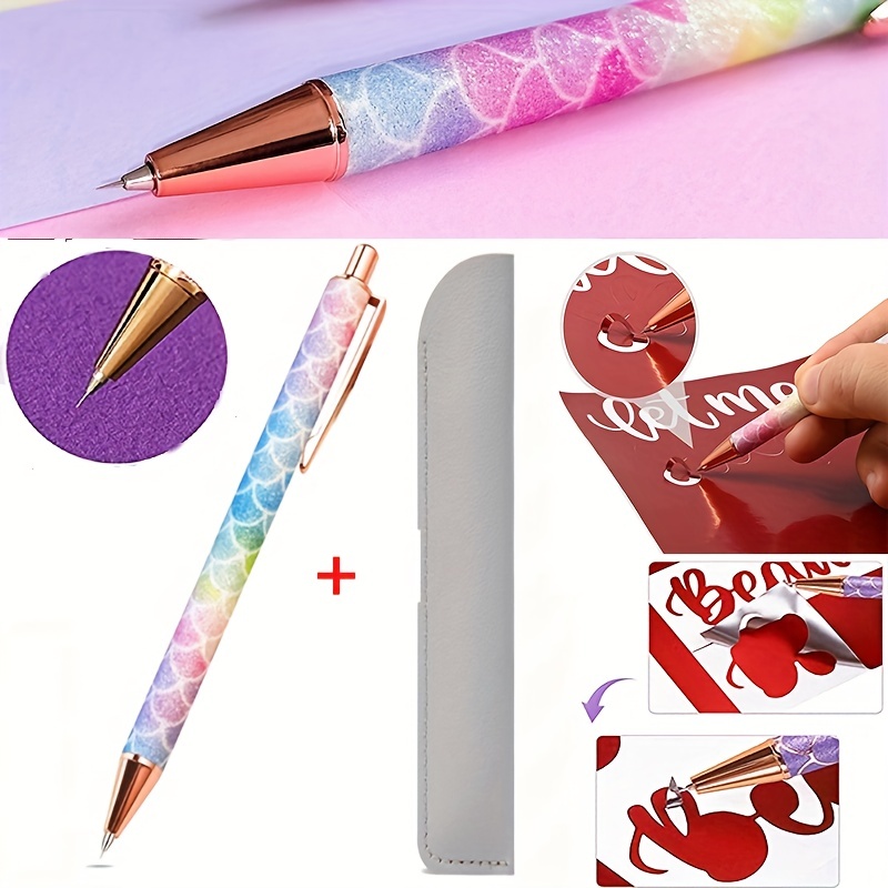 Weeding Tools for Vinyl 2 Pieces Craft Vinyl Weeding Pen Point Retractable Pin  Pen Air Release Pen Glitter Weeding Pen with 2 Pieces Felt Squeegees for  Craft Weeding Essential Adhesive Vinyl