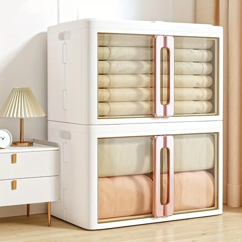 Foldable Storage Box, Storage Bins With Lid And Clear Door
