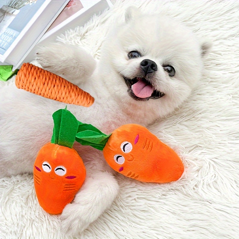  1Pc Soft Dog Toys Cute Carrot Plush Chew Squeaker Sound Pet  Puppy Supplies Durable Plush Dog and Cat Toys with Multi-Squeaks : Pet  Supplies