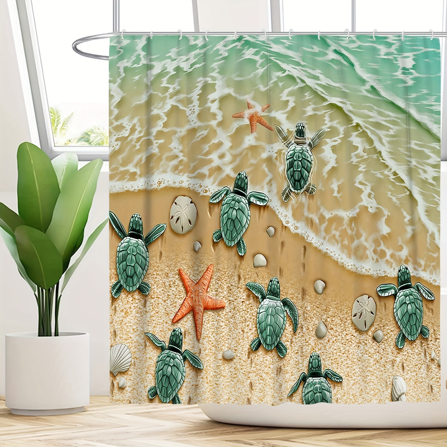 Painting Queue Turtle Bathroom Shower Curtain Shower Curtain - Temu