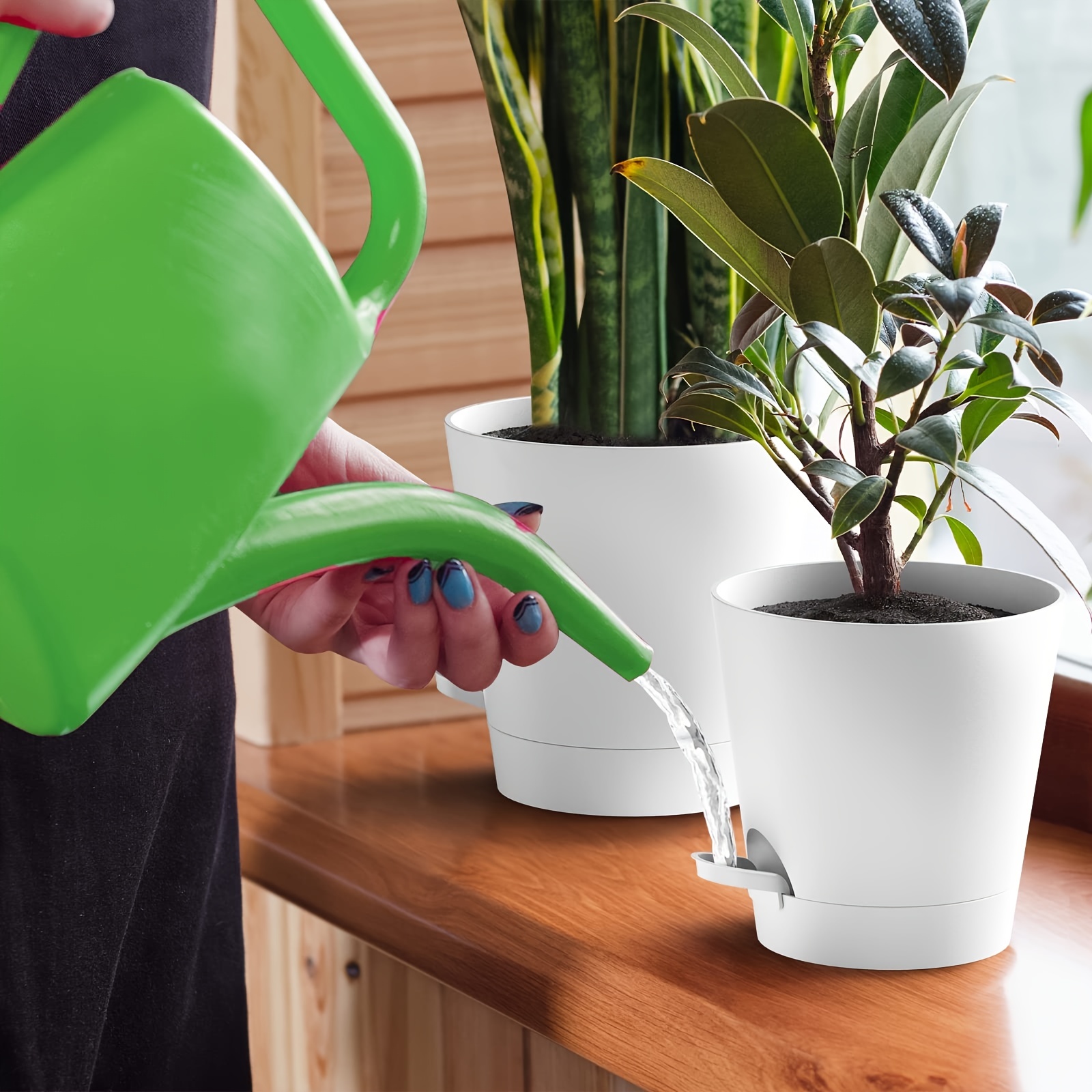 Selbstbewässernde Blumentöpfe Weiß – 2 Stück, 30,5 Cm, Für Drinnen & Draußen, Mit Drainage