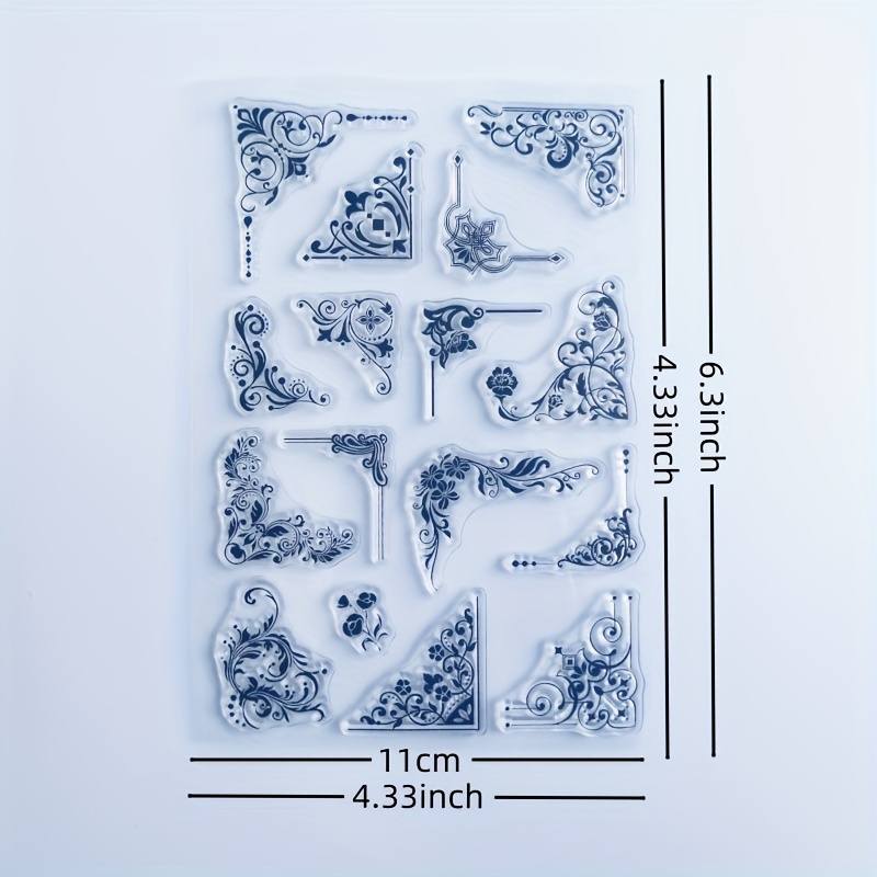 Square Flower Border Cartoon Transparent Stamp, Reusable Stationery Cartoon  Stamp For Students, Used For Card Making Decoration And DIY Scrapbook Albu