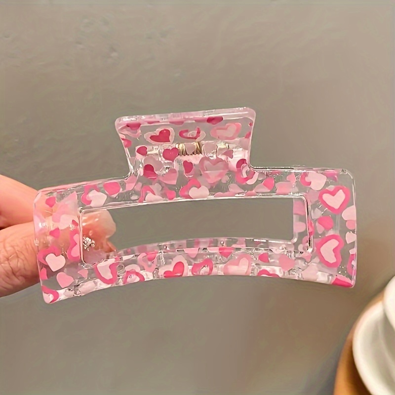 3pcs Cute Flower Butterfly Heart Printed Hair Claw Clips