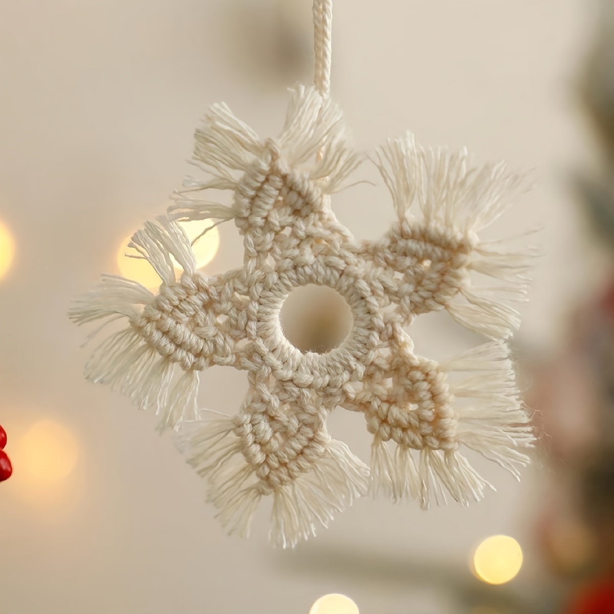 Handmade Woven Macrame Ornaments Snowflake Boho Christmas - Temu