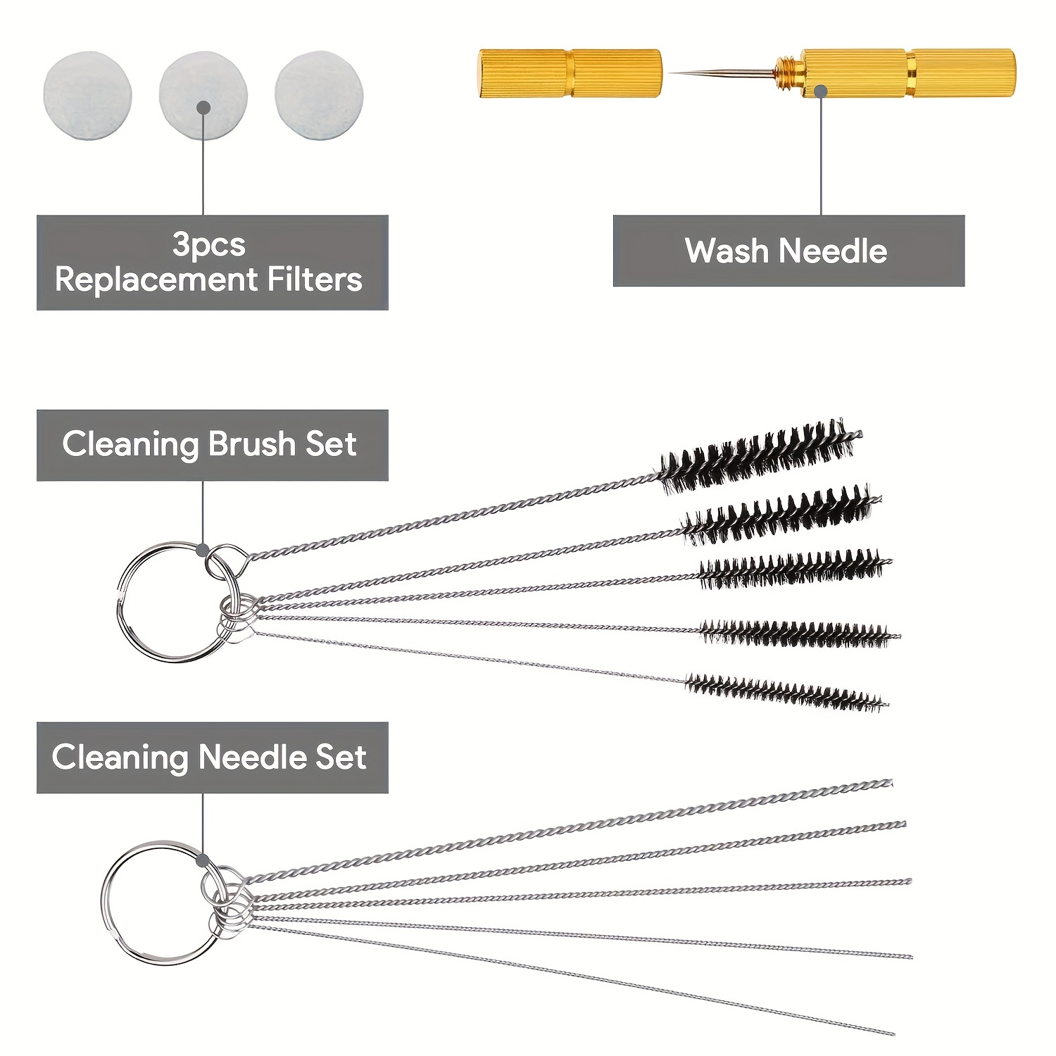 Airbrush nozzle needle cleaning brush