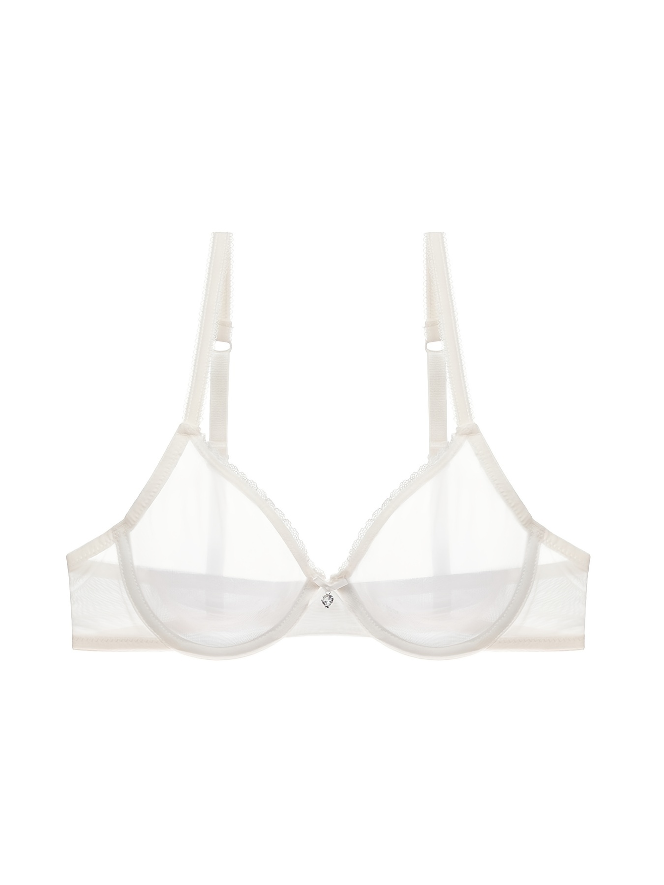 See Through Mesh Sheer Bra and Panty Ultra-thin Sexy White Unlined