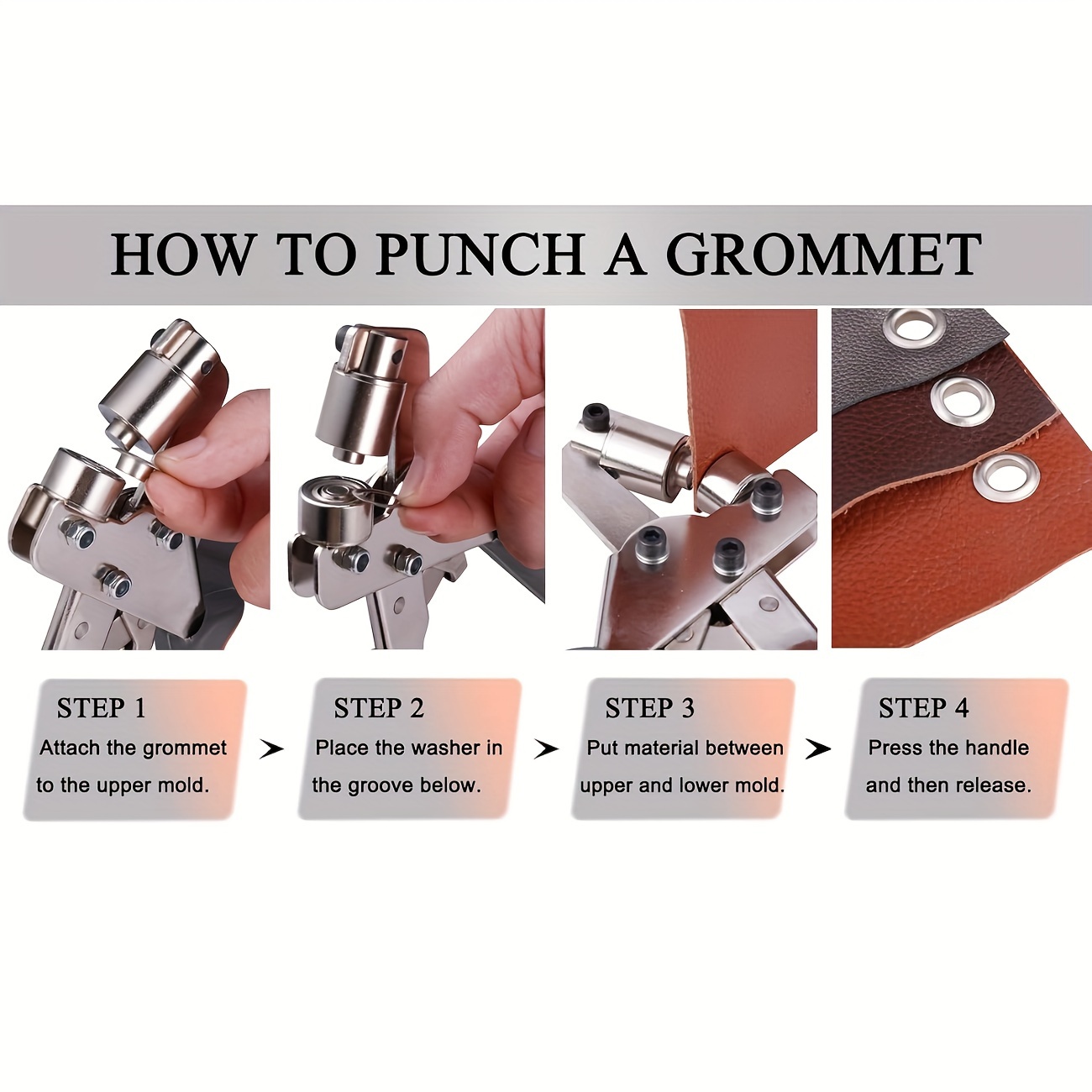 Acymner Handheld Hole Punch Pliers Grommet Tool Kit  Grommet Press  Pliers,Portable Handheld Eyelet Machine with 500PCS Grommets of 3/8 Inch  (10mm) Silver Eyelets