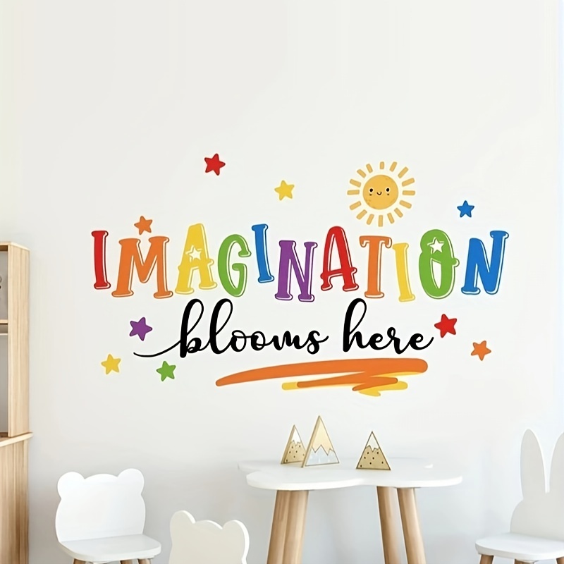 

1pc Cartoon Wall Stickers, Imagine, Removable Waterproof Vinyl Waterproof Stickers, Suitable For Room School Classroom Teen Dormitory Decoration, Home Decoration, 15.35*35.43in