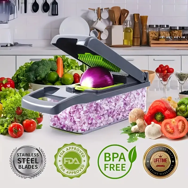 Vegetable Chopper, Onion Chopper, 1 Multifunctional Food Chopper With 8  Blades Slicer Dicer Cutter & Dicing Machine, Vegetable Cutting Machine,  Kitchen Gadgets - Temu