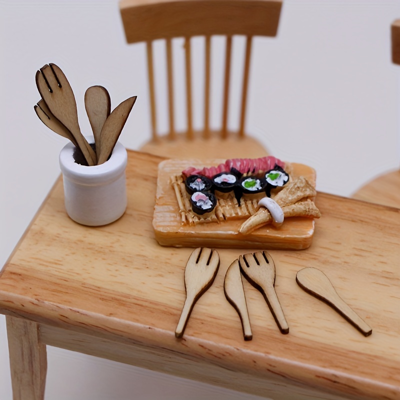 Miniature Wooden Kitchen Utensils Set - Perfect For Diy Production
