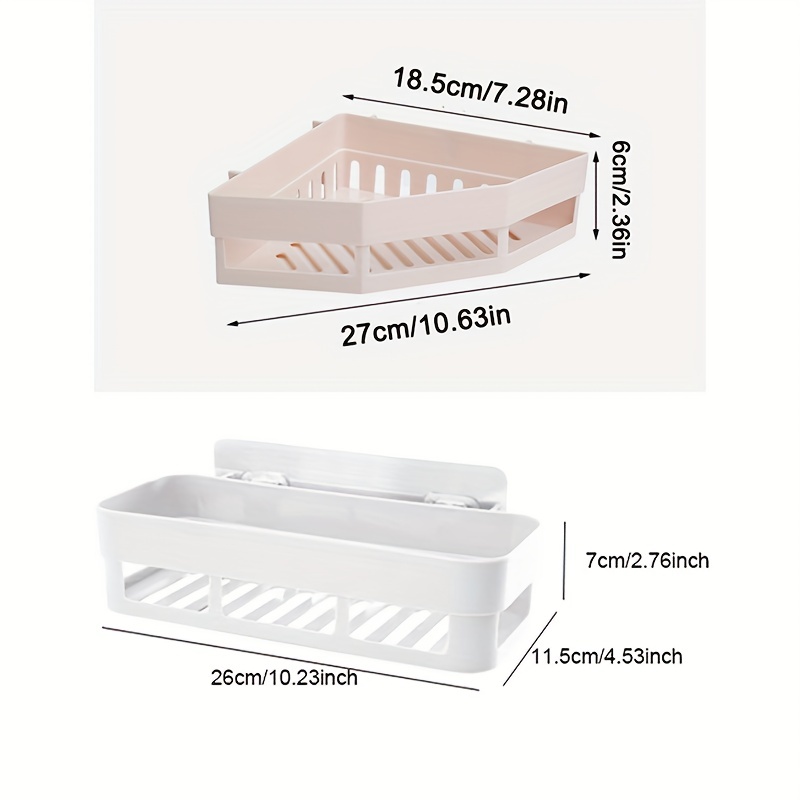 White Plastic Bathroom Corner Shower Shelf Wall Rack Storage Caddy